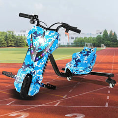 Tricicleta electrica drift pentru copii, Drift, albastra , Baterie 36V – 4.4 AH, Bluetooth, Viteza – 20 Km/h