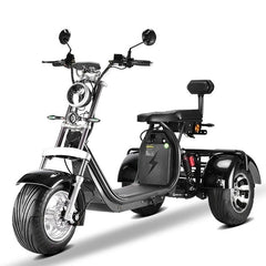 Triciclu electric 2000W, Negru , 25 km/h, 3 roti, pentru 2 persoane cu certificat