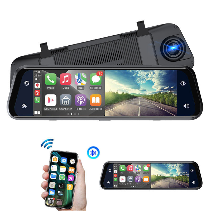 Camera de bord auto tip oglinda WiFi 4K + spate 1080P, Touch screen + card memorie 64GB