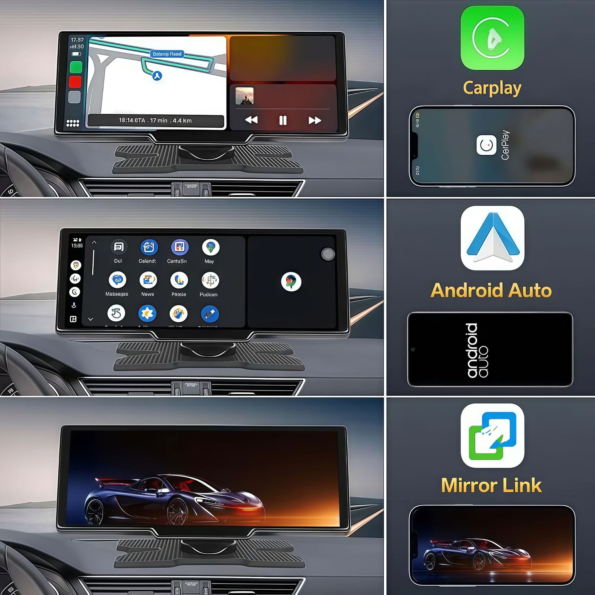 Navigatie Auto Multimedia Universarala 4K + camera spate 1080P DVR, Ecran 10.26 inch, Conectivitate Bluetooth