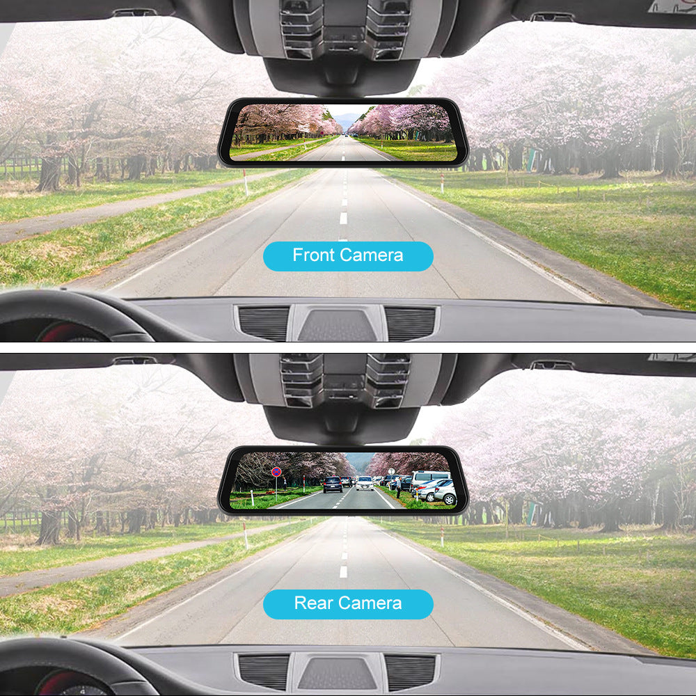 Camera de bord auto tip oglinda WiFi 4K + spate 1080P, Touch screen + card memorie 64GB
