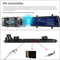 Camera de bord auto tip oglinda WiFi 4K + spate 1080P, Touch screen + card memorie 64GB