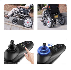 Scaun cu rotile electric, pliabil, manere rabatabile, sezut 46cm , autonomie 15km, Negru