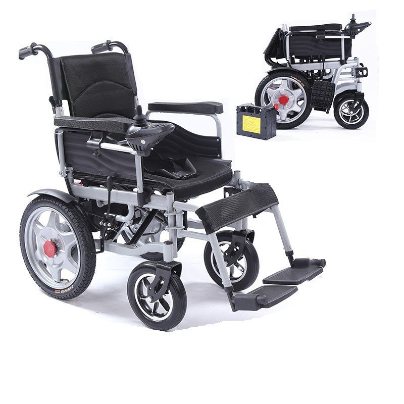 Scaun cu rotile electric, pliabil, manere rabatabile, sezut 46cm , autonomie 15km, Negru