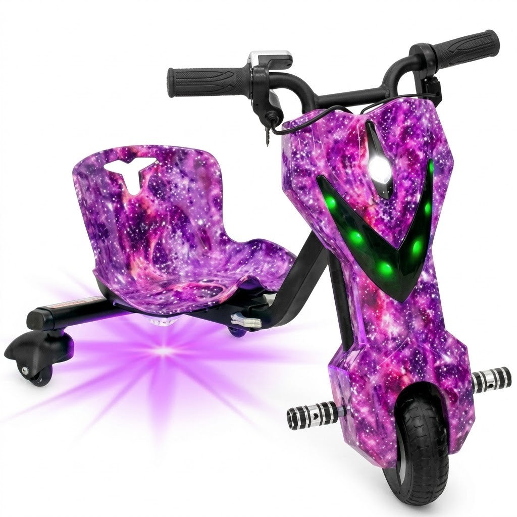 Tricicleta electrica drift pentru copii 6 INCH, Drift, ROZ, Baterie 36V – 4.4 AH, Bluetooth, Viteza – 20 Km/h