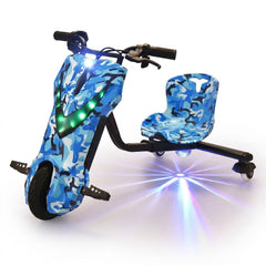 Tricicleta electrica drift pentru copii, Drift, albastra , Baterie 36V – 4.4 AH, Bluetooth, Viteza – 20 Km/h