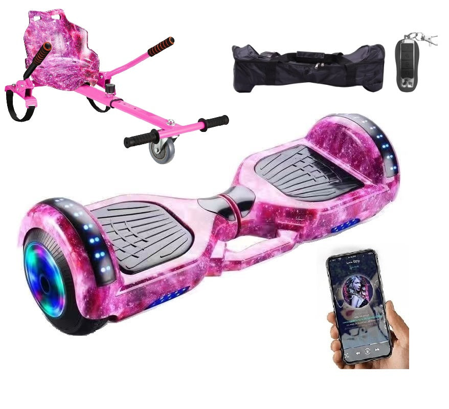 Hoverboard ROZ Auto Balance cu lumini LED , husa , telecomanda , bluetooth + KART
