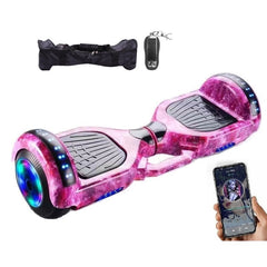 Hoverboard Auto Balance cu lumini LED, telecomandă, bluetooth, roți de 6.5 inch + husa , ROZ