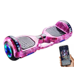 Hoverboard Auto Balance cu lumini LED, telecomandă, bluetooth, roți de 6.5 inch + husa , ROZ