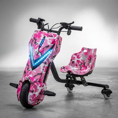 Tricicleta electrica drift pentru copii, Drift, ROZ , Baterie 36V – 4.4 AH, Bluetooth, Viteza – 20 Km/h
